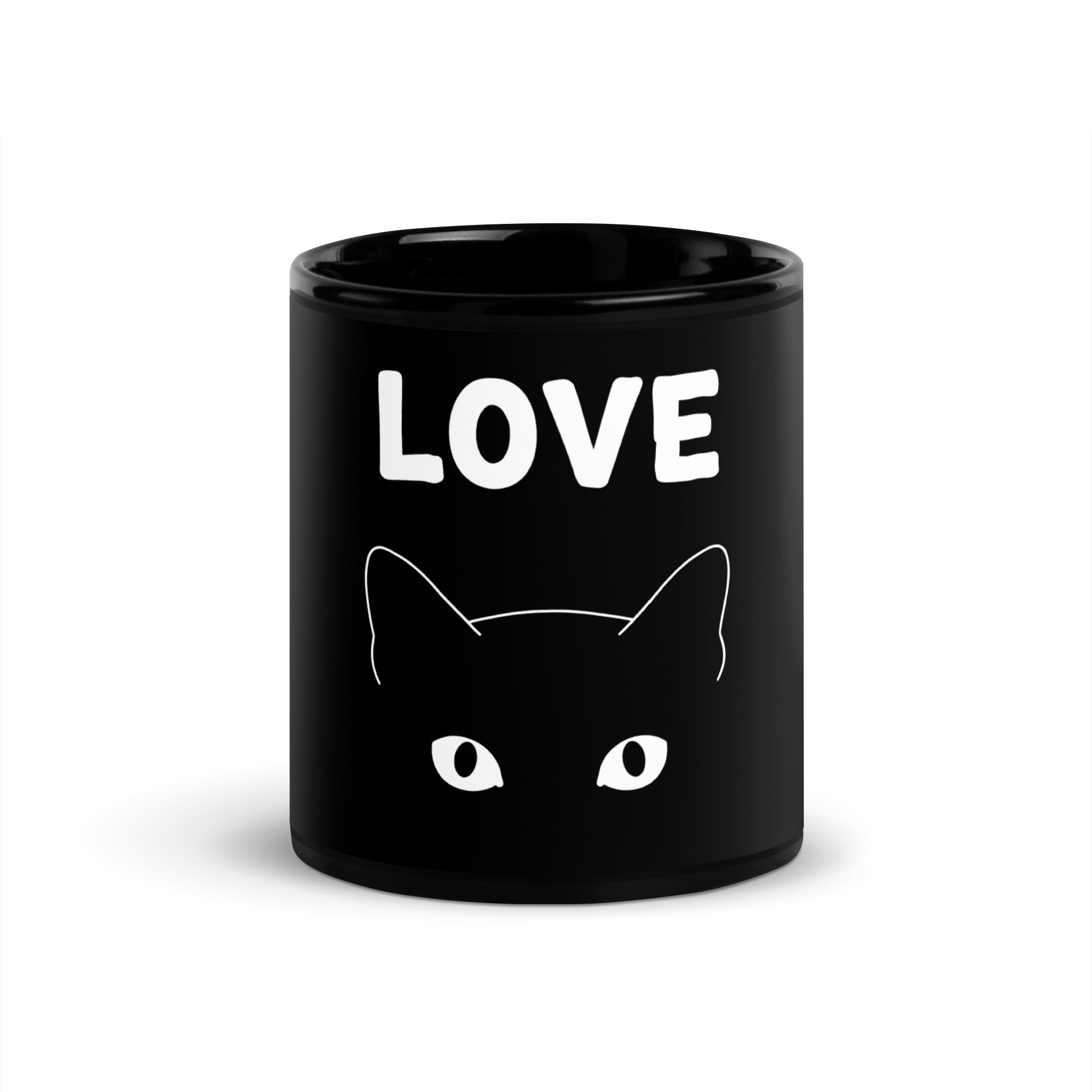 Mug Brillant Noir | Love Cat