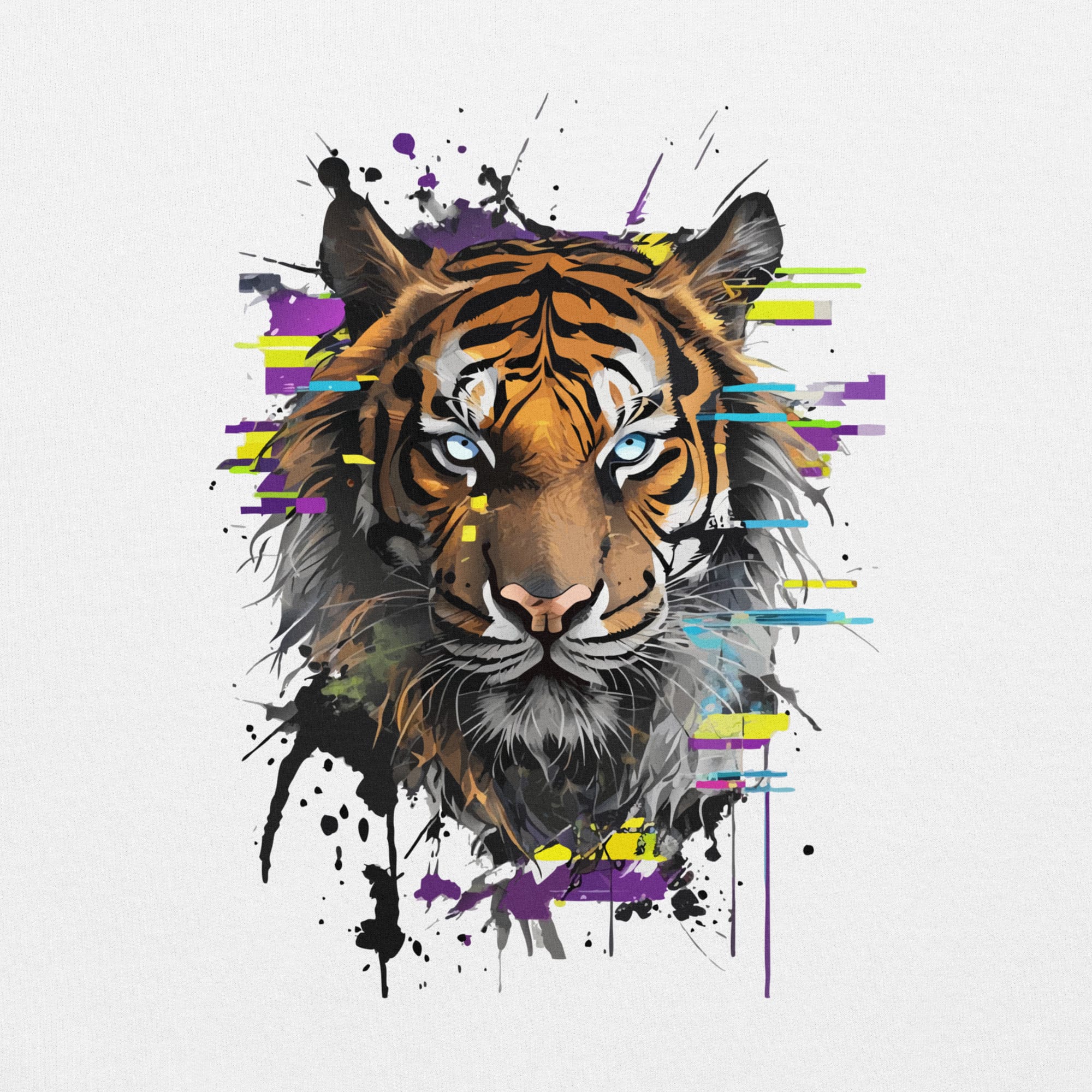 vue gros plan du design tigre intense effet glitch