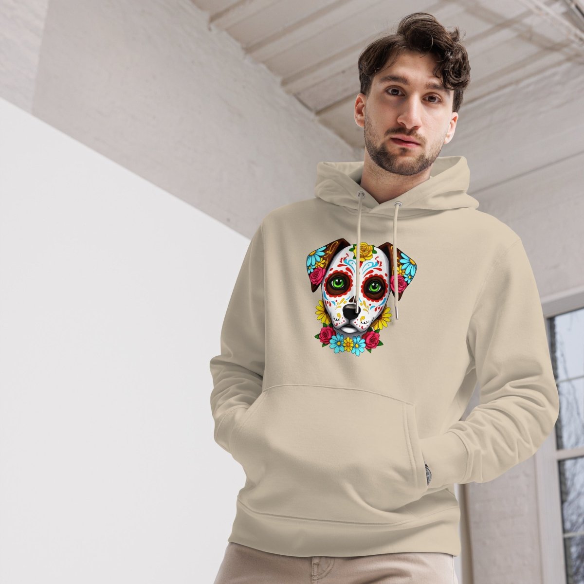 Hoodie Bio | Chien Calavera Fleuri - Felpatee - Hoodie Bio - Felpatee