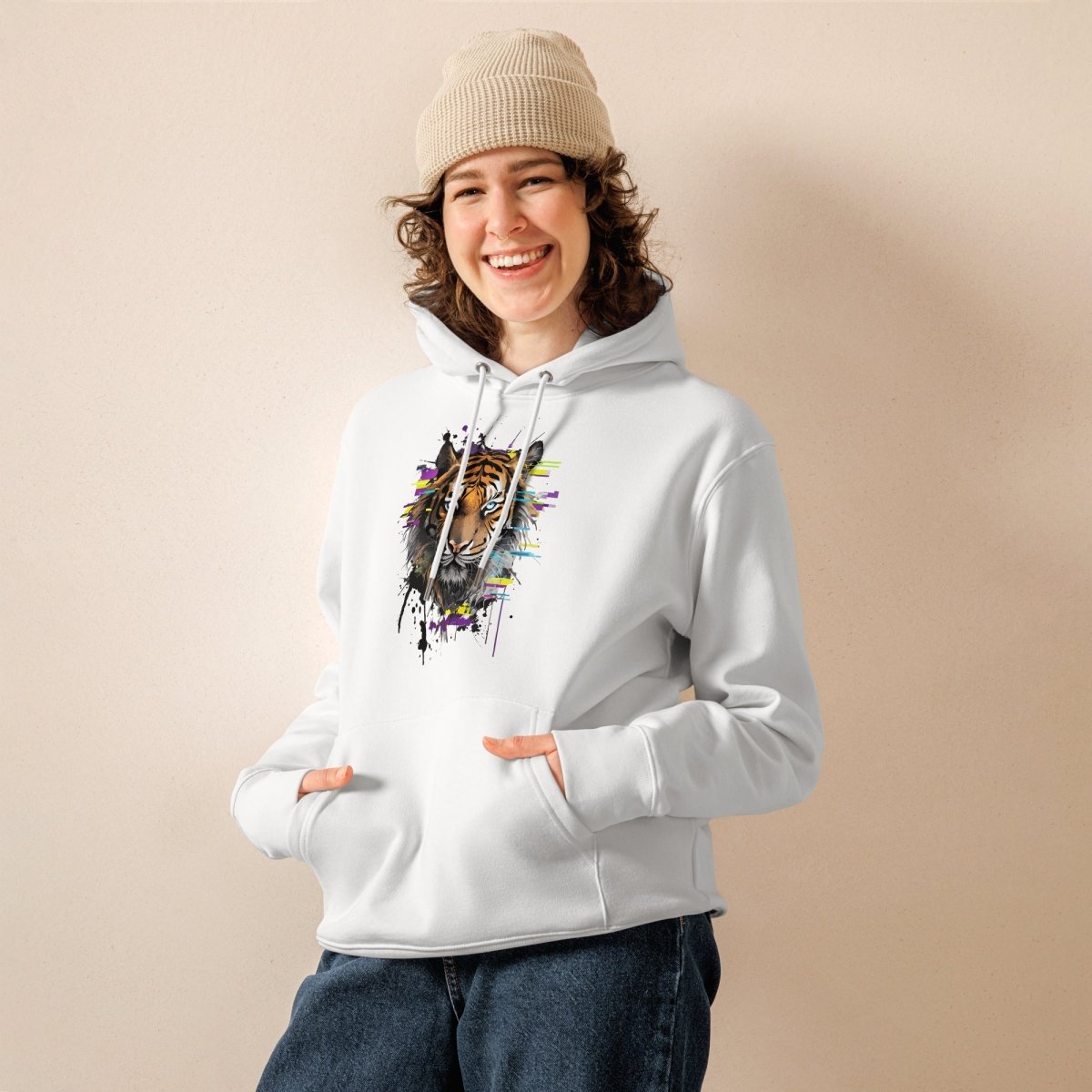 Hoodie Bio | Tigre Intense Effet Glitch Art - Felpatee - Hoodie Bio - Felpatee