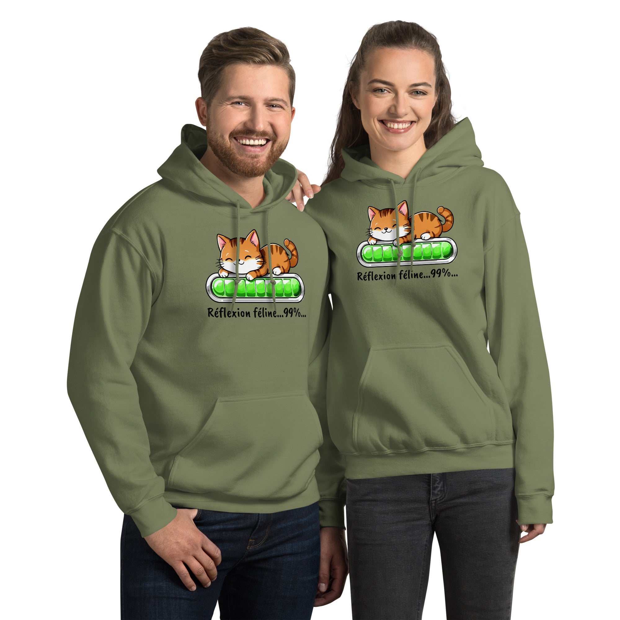 hoodie-unisexe-chat-réfléchit-olive
