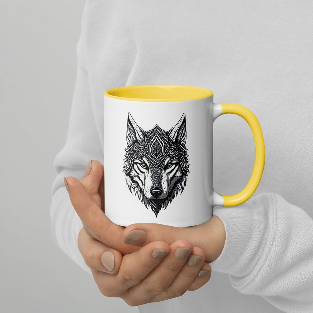 Mug à Intérieur Coloré | Loup Gardien Runique - Felpatee - mug - Felpatee