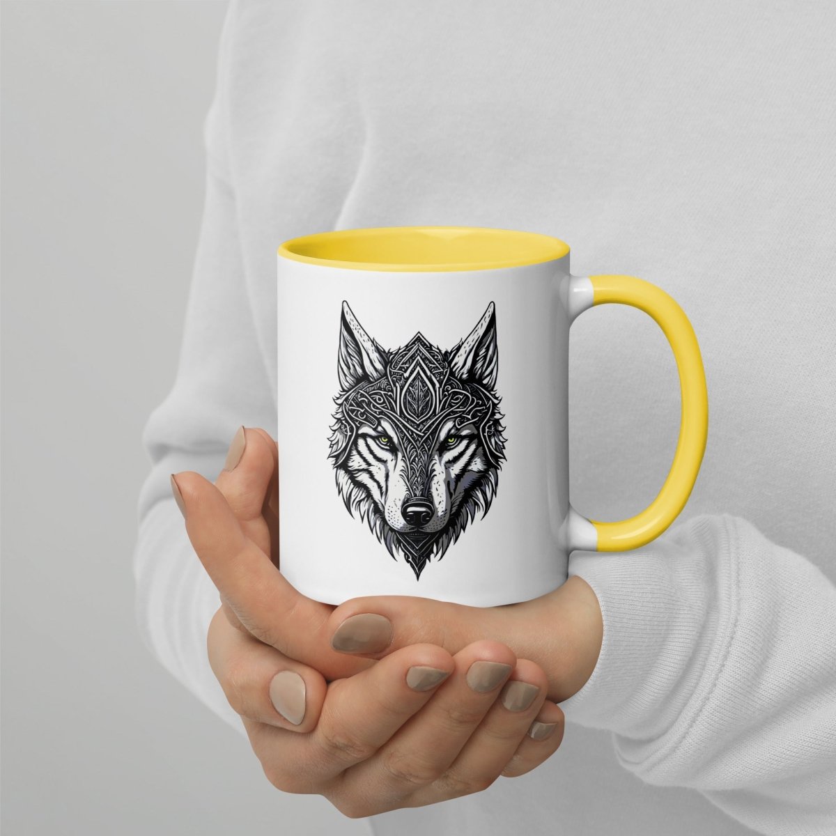 Mug à Intérieur Coloré | Loup Gardien Runique - Felpatee - mug - Felpatee