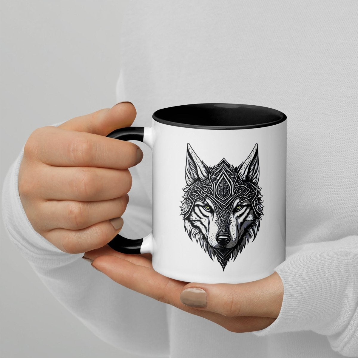 Mug à Intérieur Coloré | Loup Gardien Runique - Felpatee - mug - Felpatee