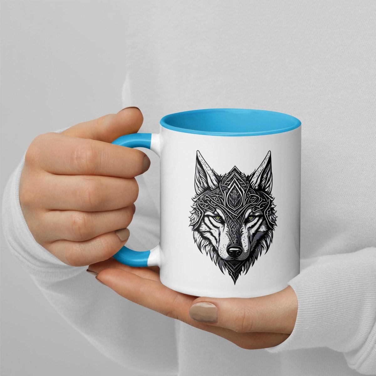 Mug à Intérieur Coloré | Loup Gardien Runique - Felpatee - mug - Felpatee