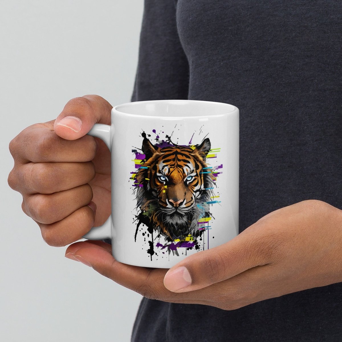 Mug Blanc Brillant | Tigre Intense Effet Glitch Art - Felpatee - mug - Felpatee