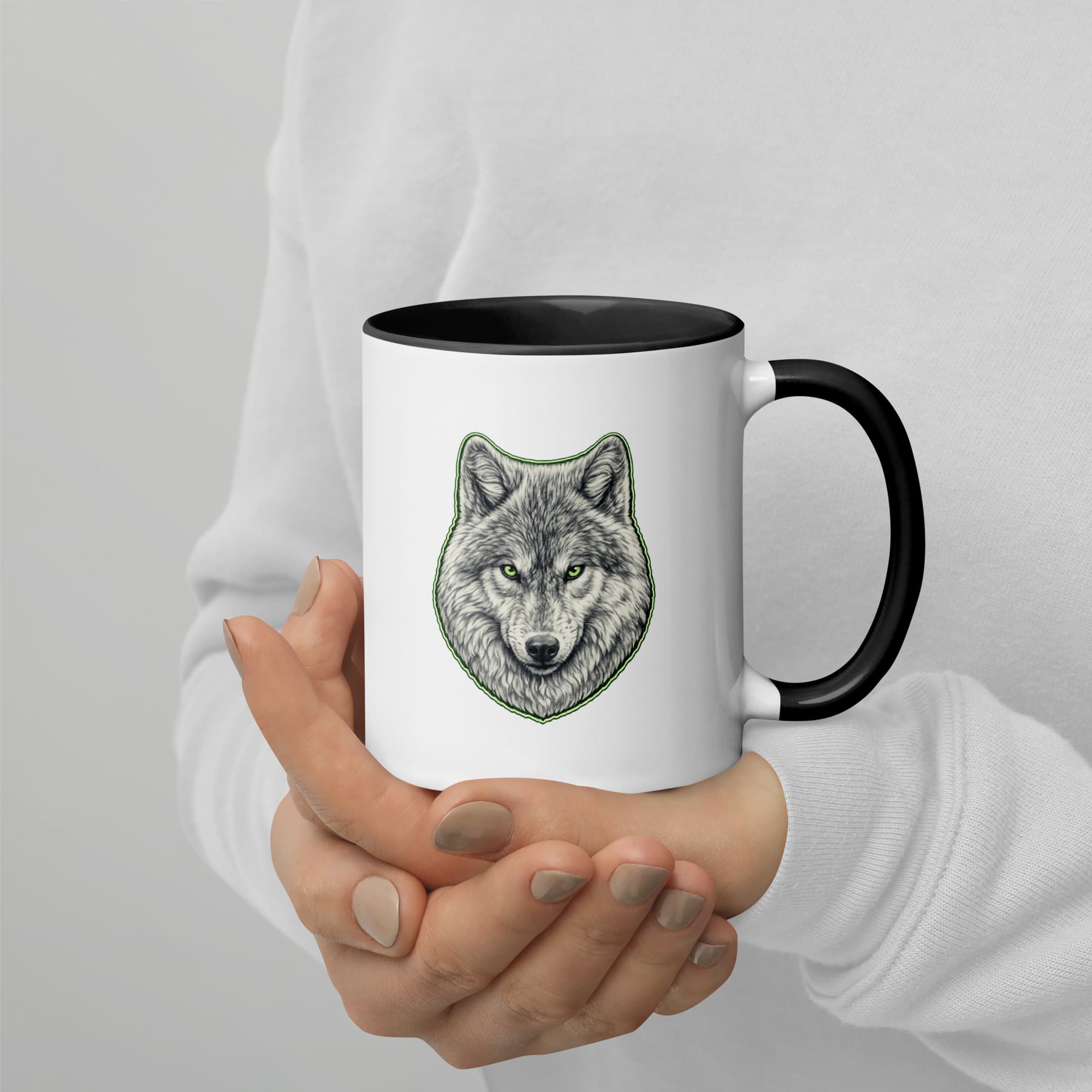 design loup alpha imprimé sur mug bicolore
