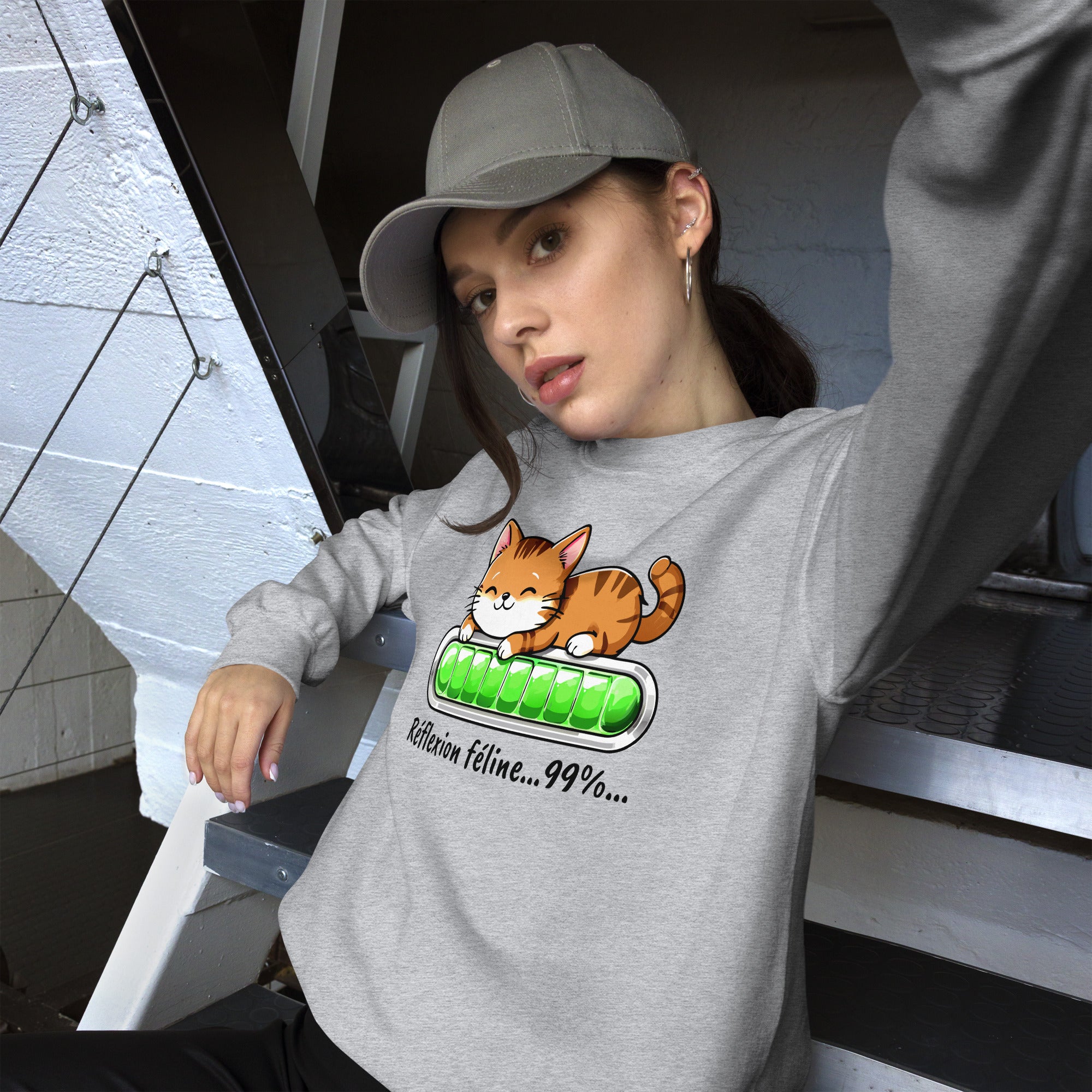 sweat-femme-gris-chat-réfléchit