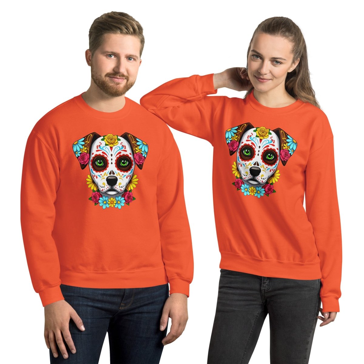 Sweatshirt | Chien Calavera Fleuri - Gildan - sweat - Felpatee