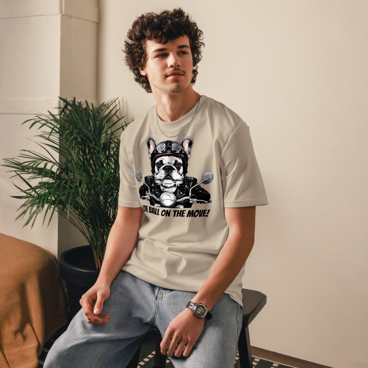 T-shirt Bio | Aventurier Bouledogue Français Motard - Felpatee - t-shirt durable - Felpatee