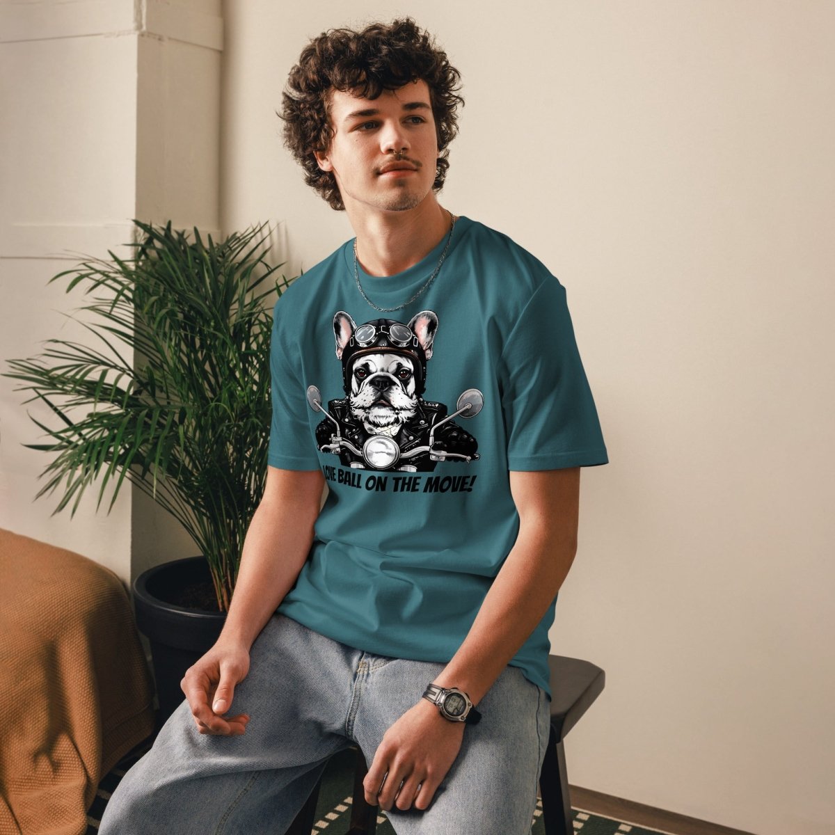 T-shirt Bio | Aventurier Bouledogue Français Motard - Felpatee - t-shirt durable - Felpatee