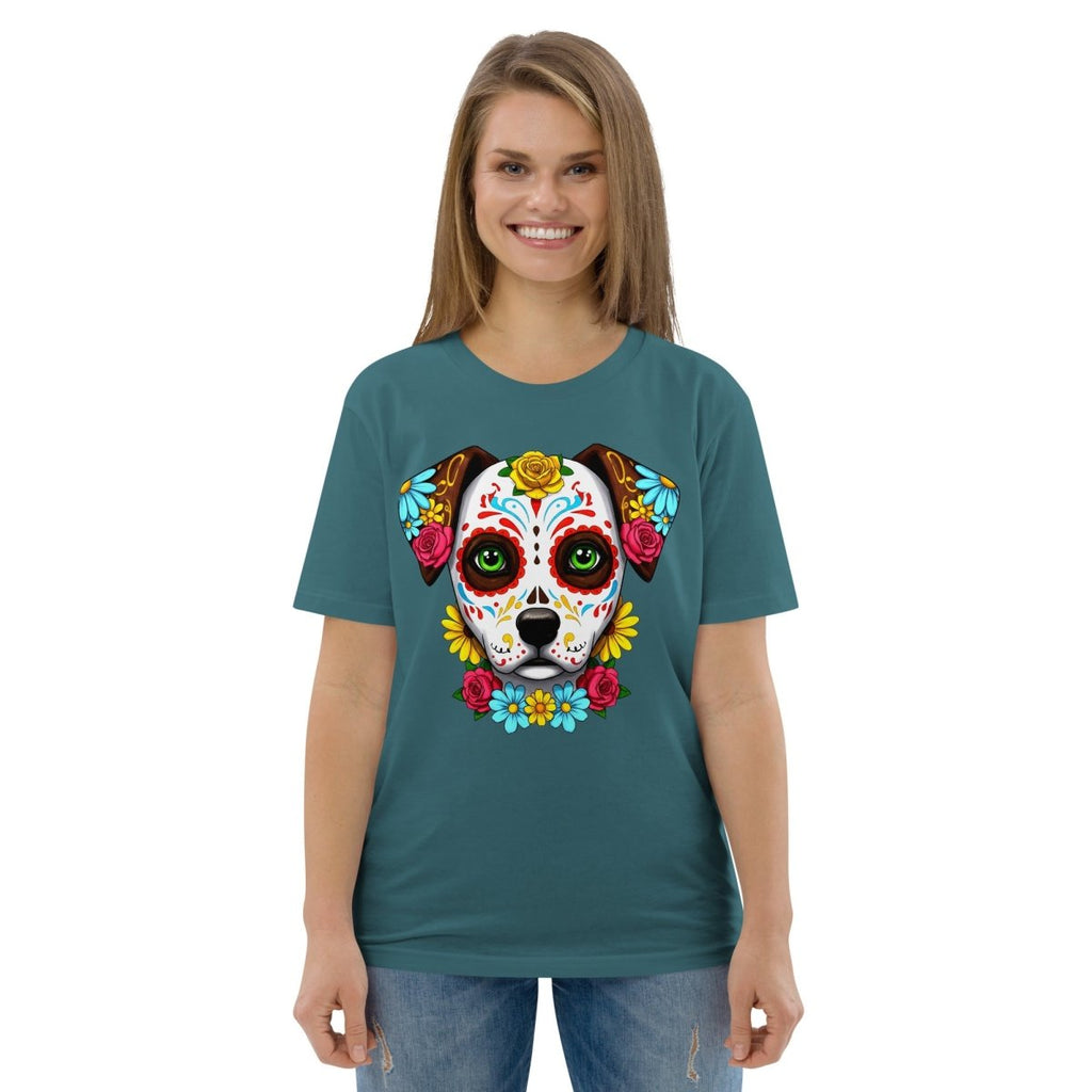 T-shirt Bio | Chien Calavera Fleuri - Felpatee - t-shirt durable - Felpatee