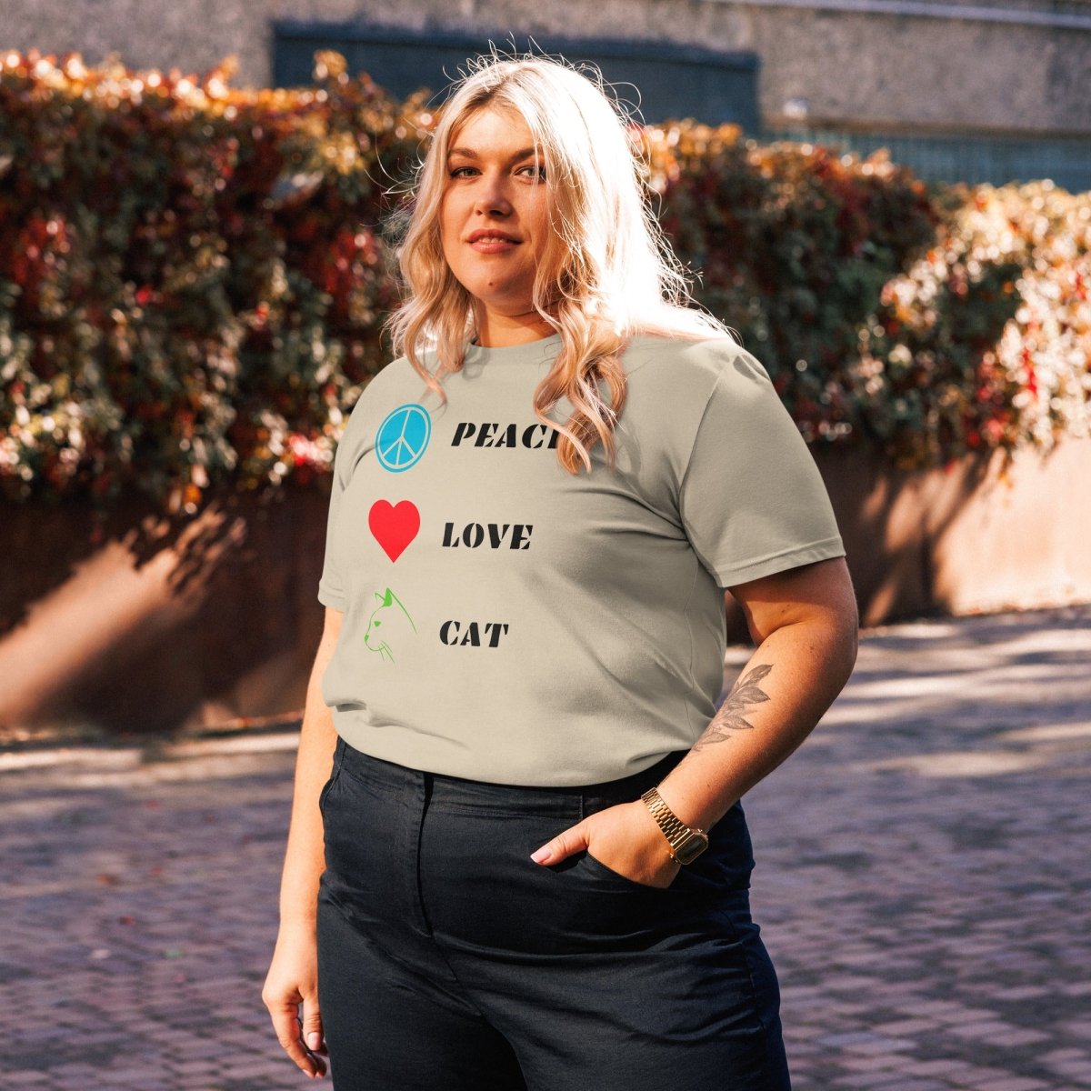 T-shirt Bio | Peace Love Cat - Felpatee - t-shirt durable - Felpatee