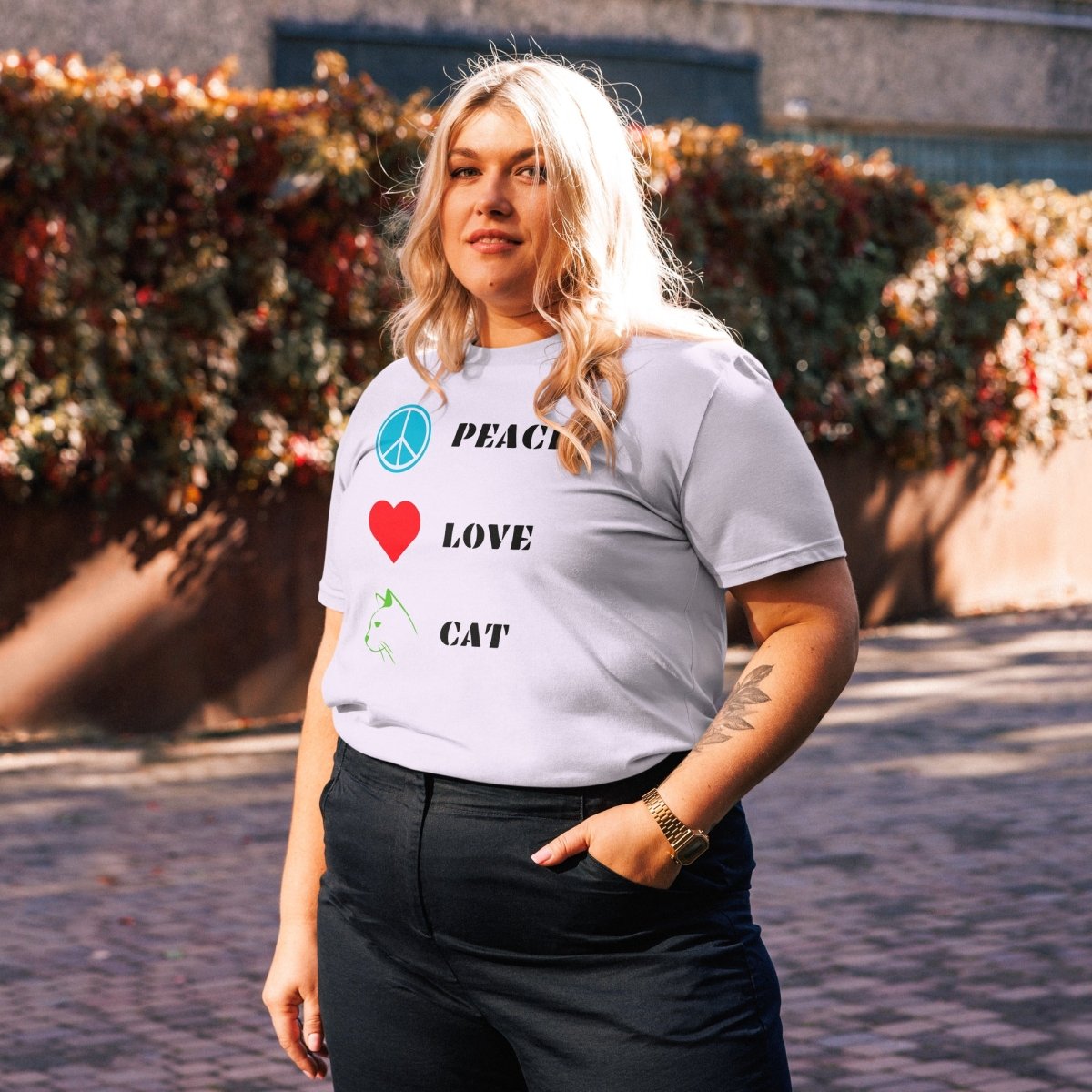 T-shirt Bio | Peace Love Cat - Felpatee - t-shirt durable - Felpatee