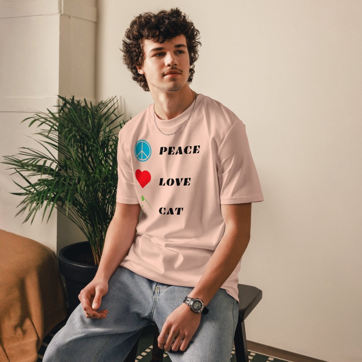 T-shirt Bio | Peace Love Cat - Felpatee - t-shirt durable - Felpatee