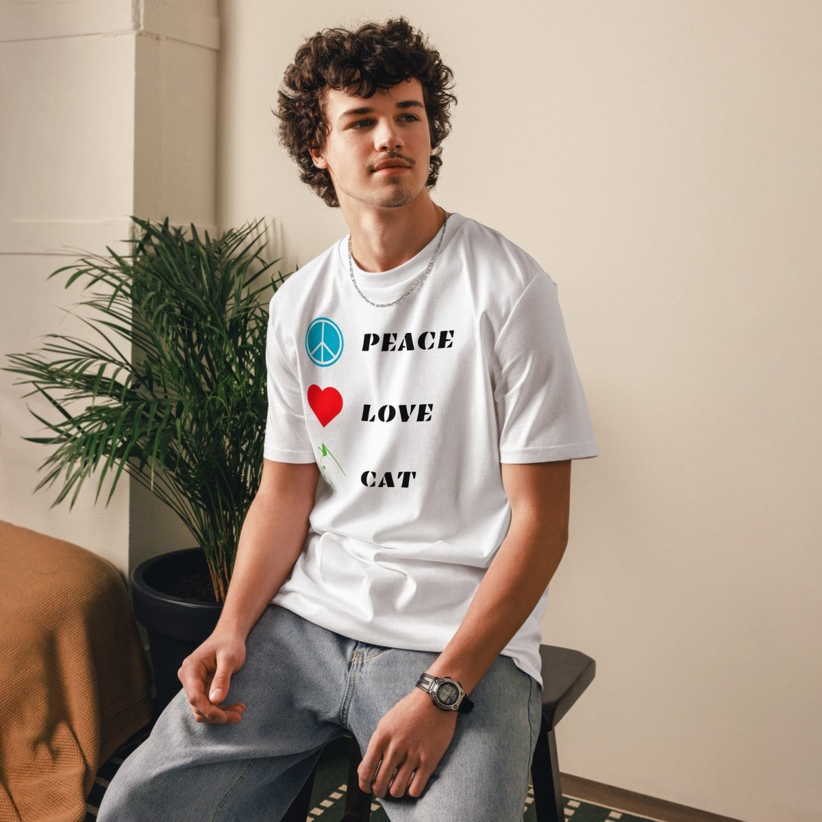 T-shirt Bio | Peace Love Cat - Felpatee - t-shirt durable - Felpatee