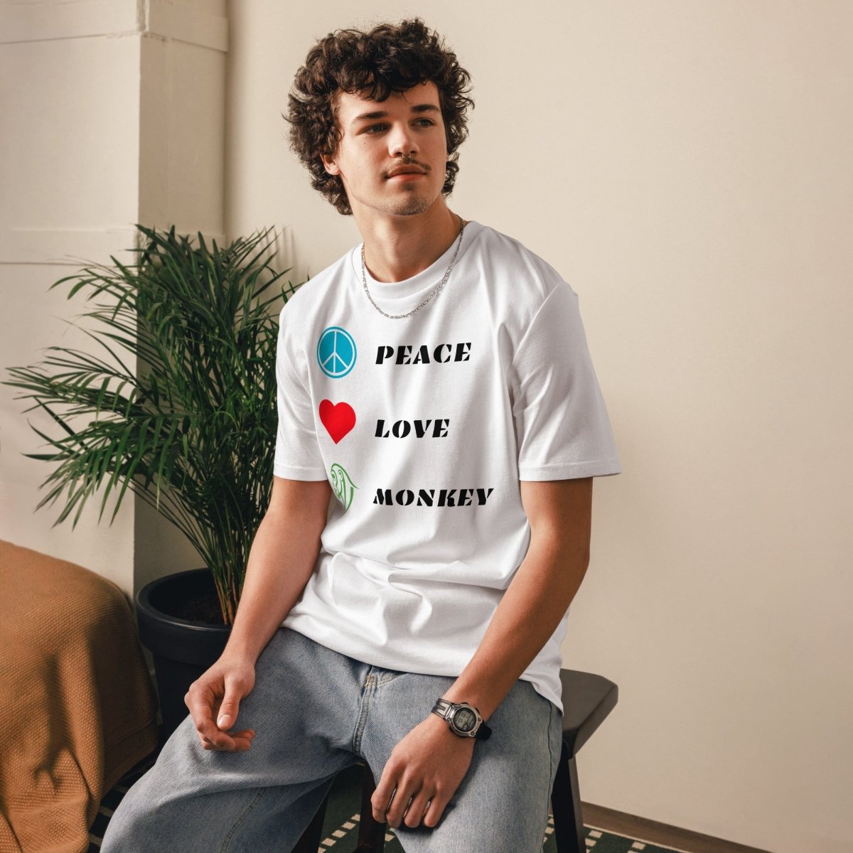 T-shirt Bio | Peace Love Monkey - Felpatee - t-shirt durable - Felpatee