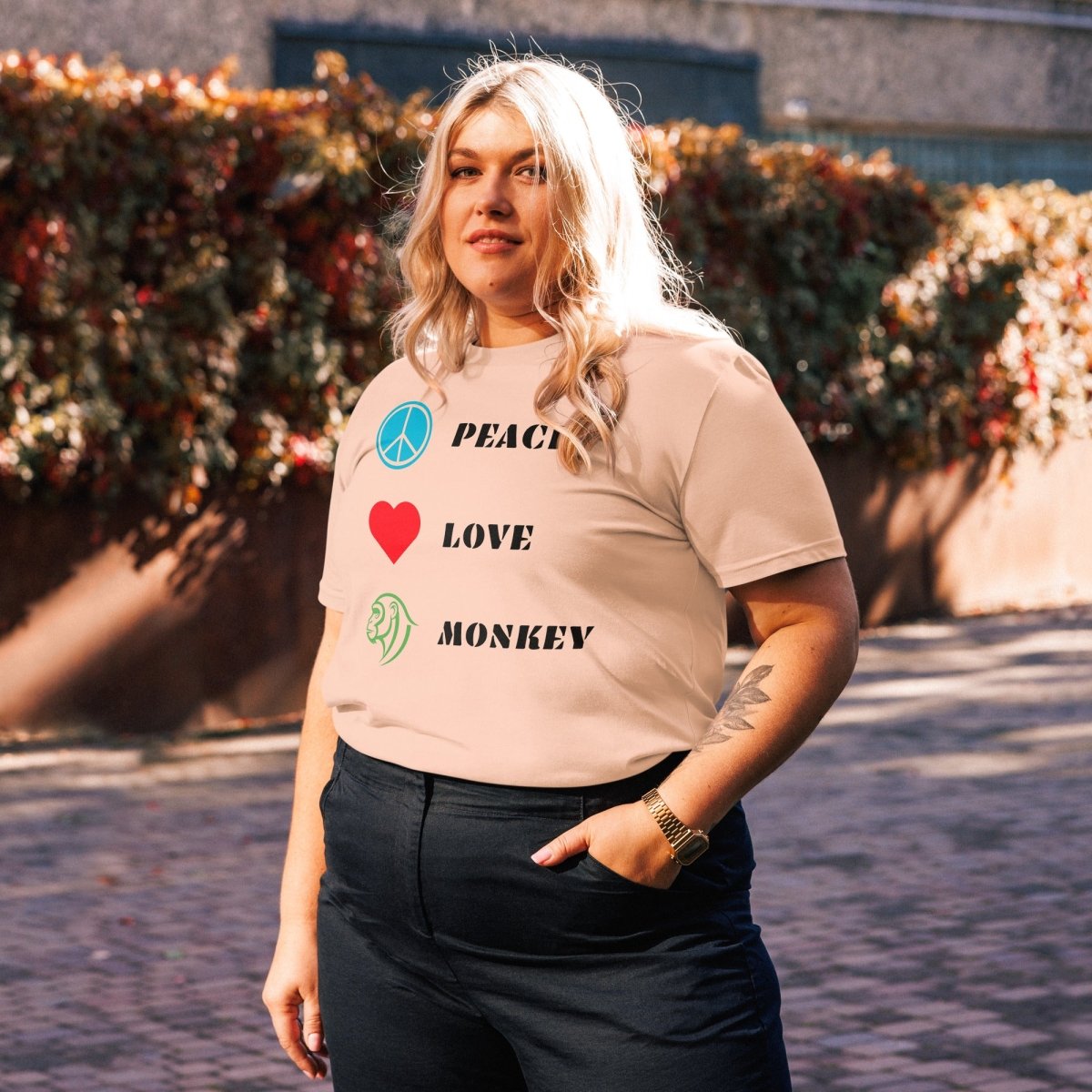 T-shirt Bio | Peace Love Monkey - Felpatee - t-shirt durable - Felpatee