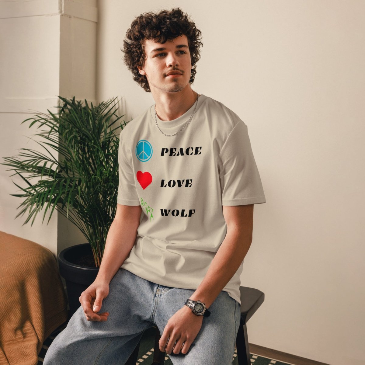 T-shirt Bio | Peace Love Wolf - Felpatee - t-shirt durable - Felpatee