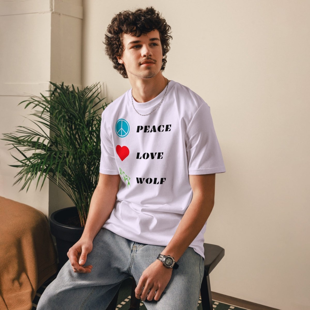 T-shirt Bio | Peace Love Wolf - Felpatee - t-shirt durable - Felpatee