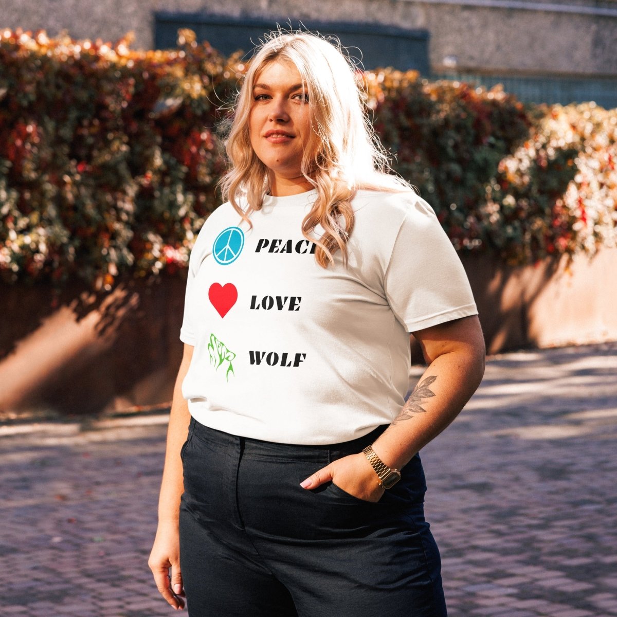 T-shirt Bio | Peace Love Wolf - Felpatee - t-shirt durable - Felpatee