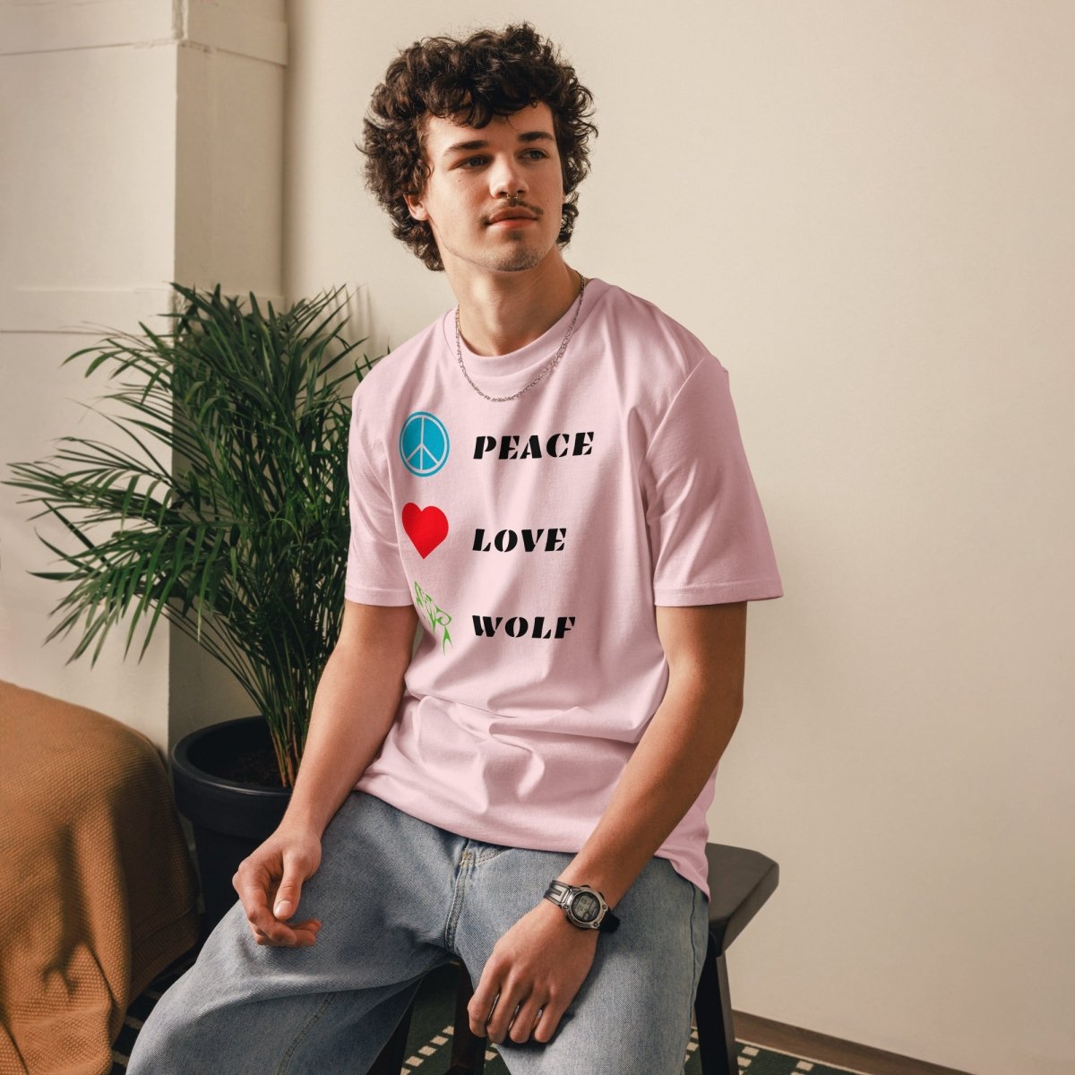 T-shirt Bio | Peace Love Wolf - Felpatee - t-shirt durable - Felpatee