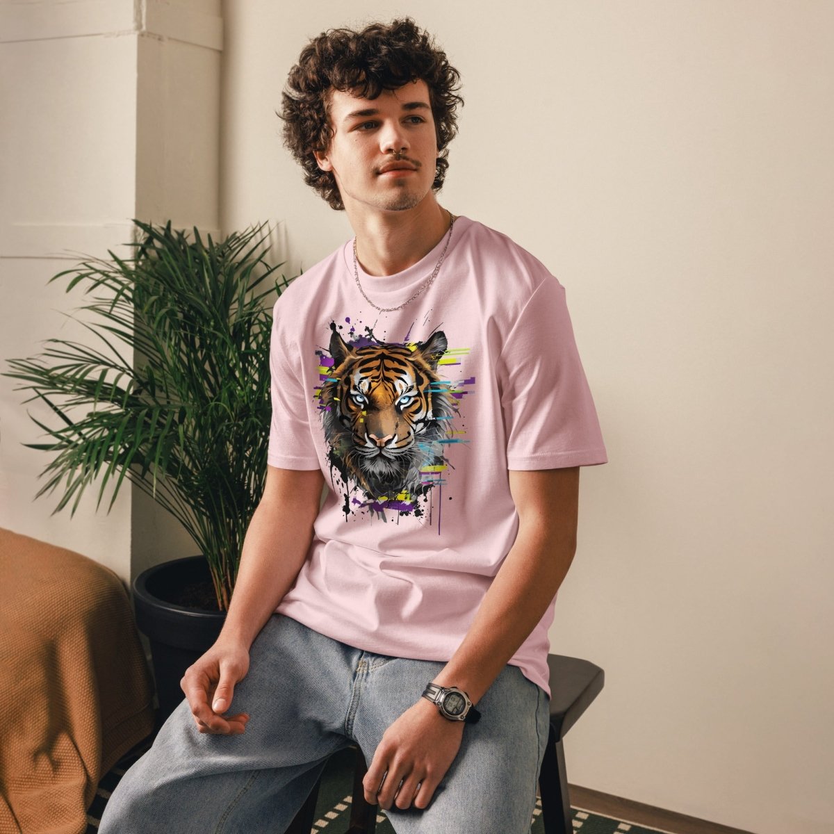 T-shirt Bio | Tigre Intense Effet Glitch Art - Felpatee - t-shirt durable - Felpatee