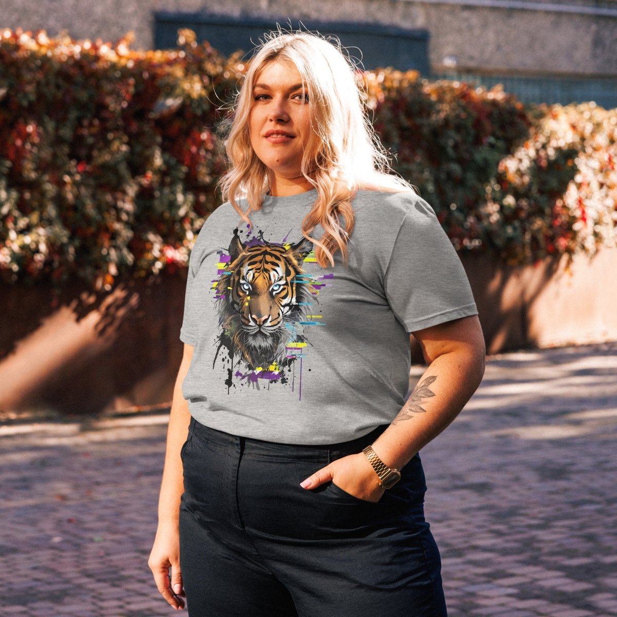 T-shirt Bio | Tigre Intense Effet Glitch Art - Felpatee - t-shirt durable - Felpatee