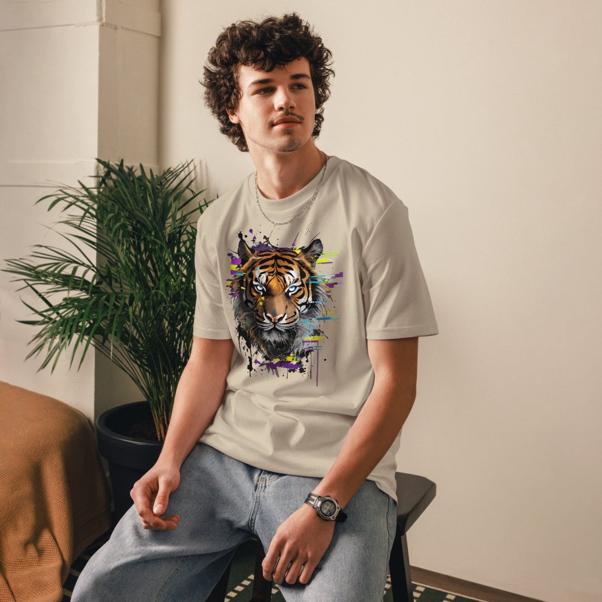 T-shirt Bio | Tigre Intense Effet Glitch Art - Felpatee - t-shirt durable - Felpatee