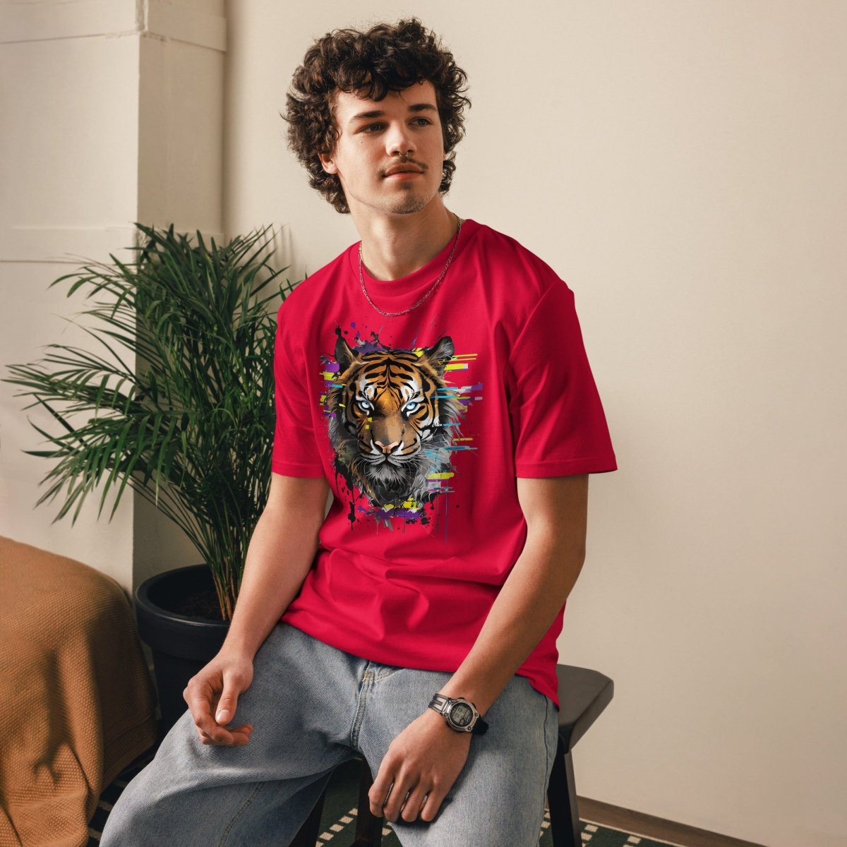 T-shirt Bio | Tigre Intense Effet Glitch Art - Felpatee - t-shirt durable - Felpatee