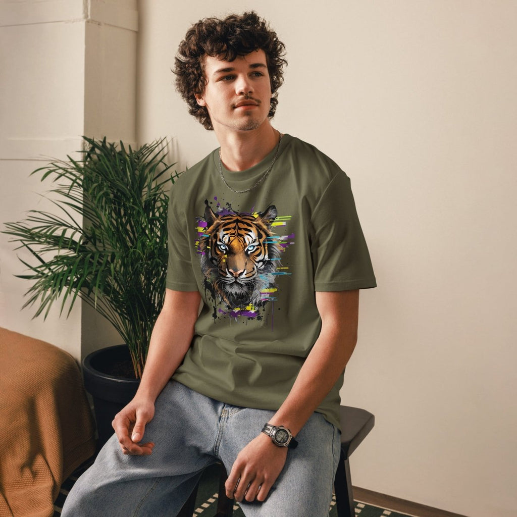 T-shirt Bio | Tigre Intense Effet Glitch Art - Felpatee - t-shirt durable - Felpatee