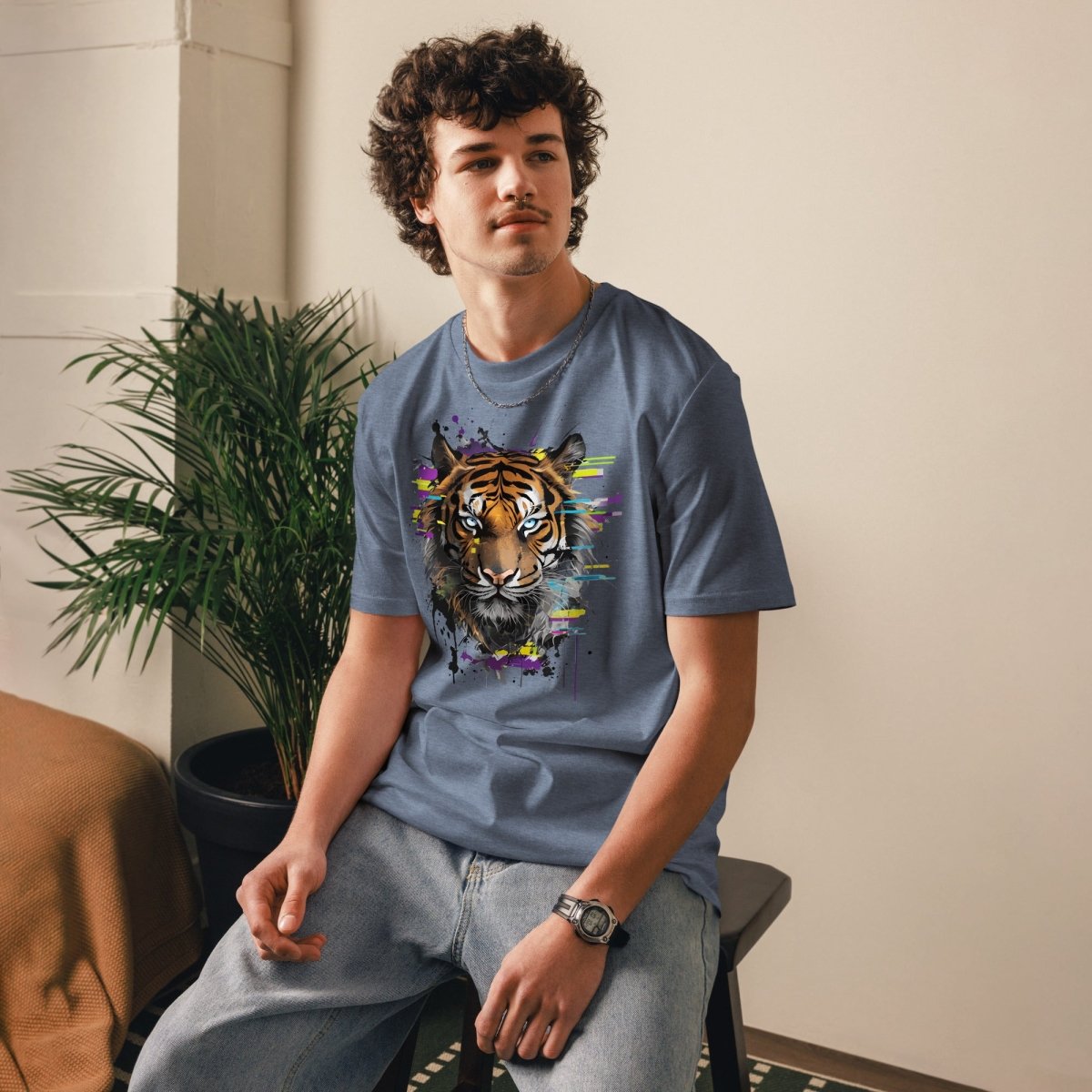 T-shirt Bio | Tigre Intense Effet Glitch Art - Felpatee - t-shirt durable - Felpatee
