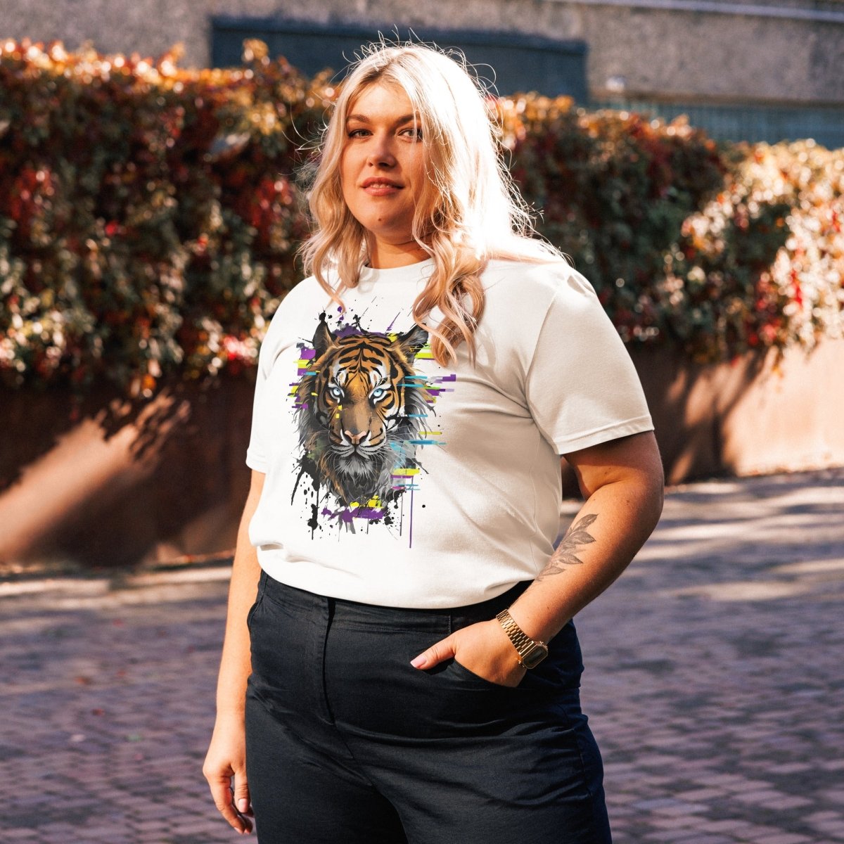 T-shirt Bio | Tigre Intense Effet Glitch Art - Felpatee - t-shirt durable - Felpatee