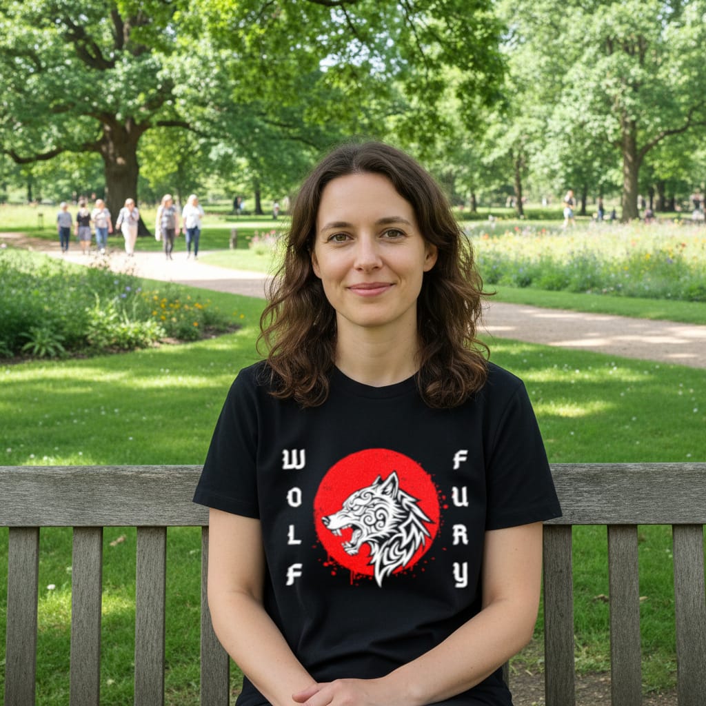 femme portant t-shirt noir wolf fury
