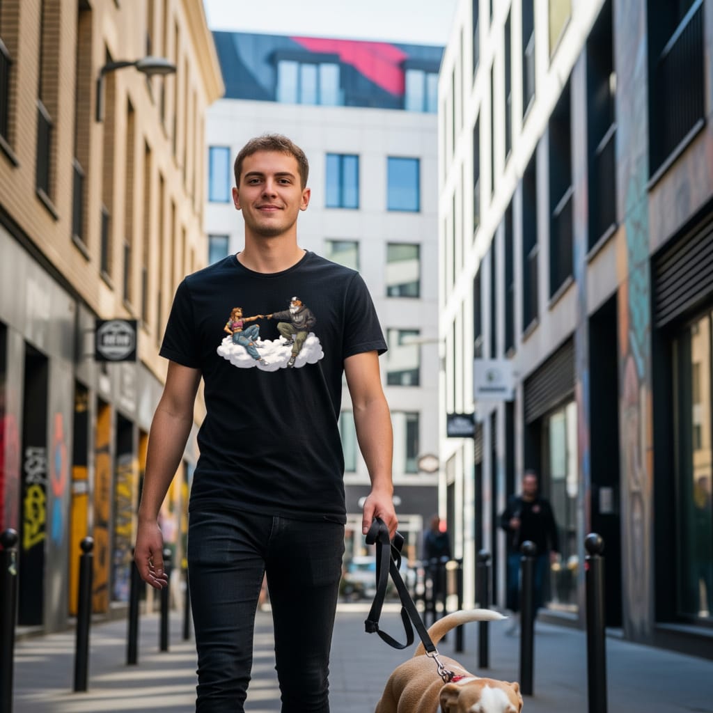 Look streetwear avec le t-shirt chiens Urban Genesis Style - Felpatee