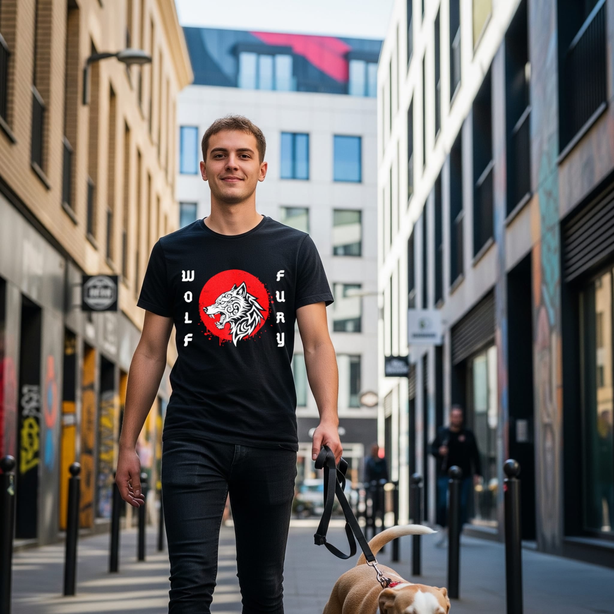 T-shirt pour amoureux de loup. Illustration Wolf Fury imprimée sur textile de qualité en coton bio. Idée cadeau homme passionné par les loups.