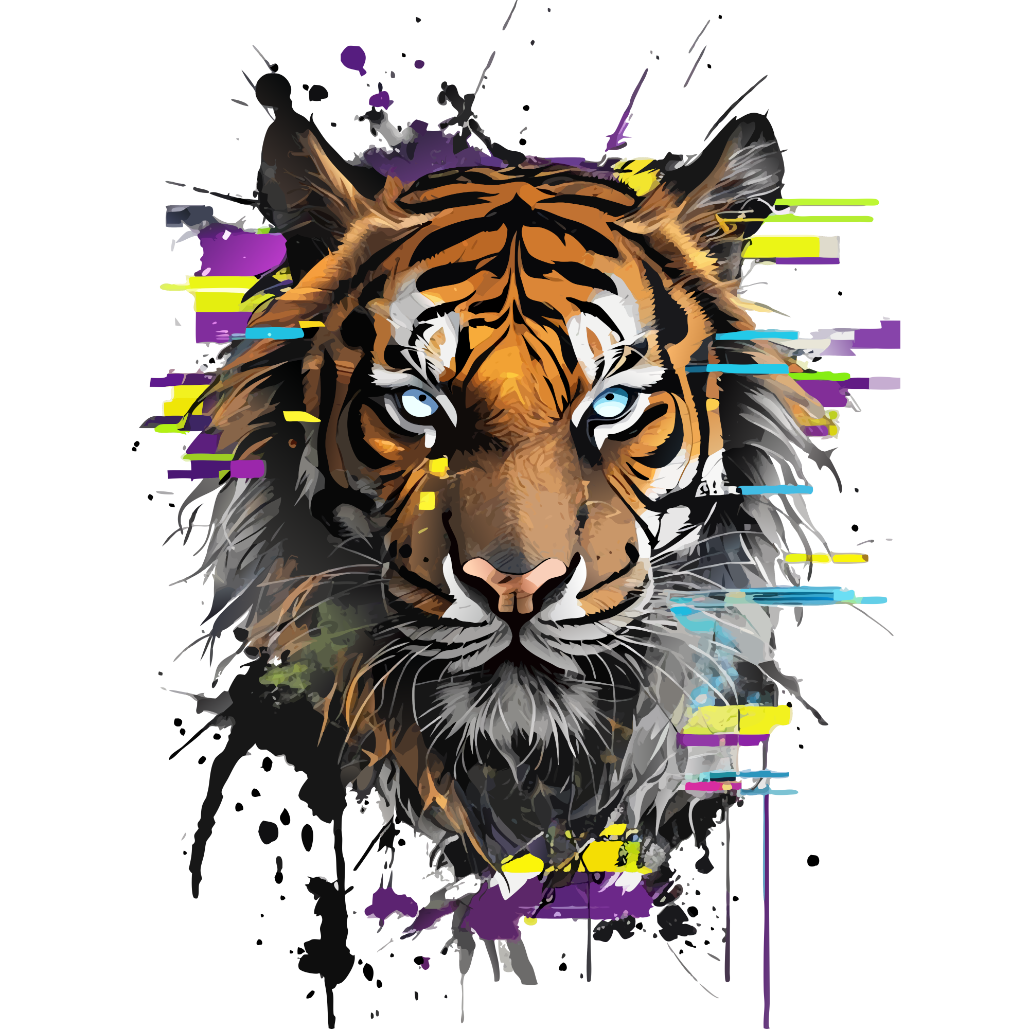 tigre avec effets glitch